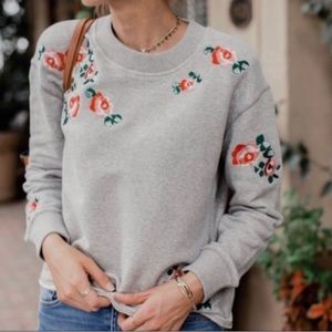 Madewell Embroidered Floral Cropped Sweatshirt